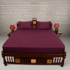 Cotton Bedsheet - Double Bed - Wine