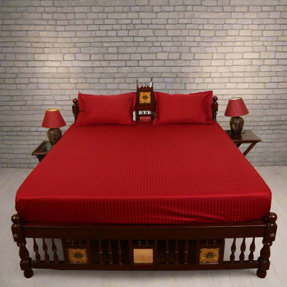 Cotton Bedsheet - Double Bed - Cherry Red