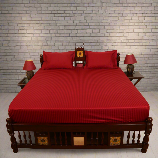 Cotton Bedsheet - Double Bed - Cherry Red