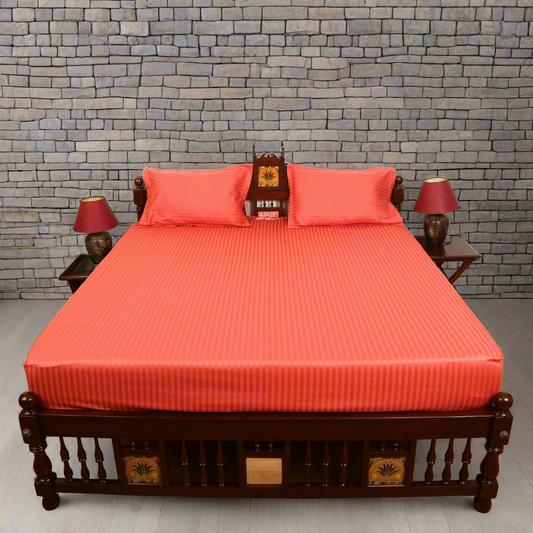 Cotton Bedsheet - Double Bed -Rust