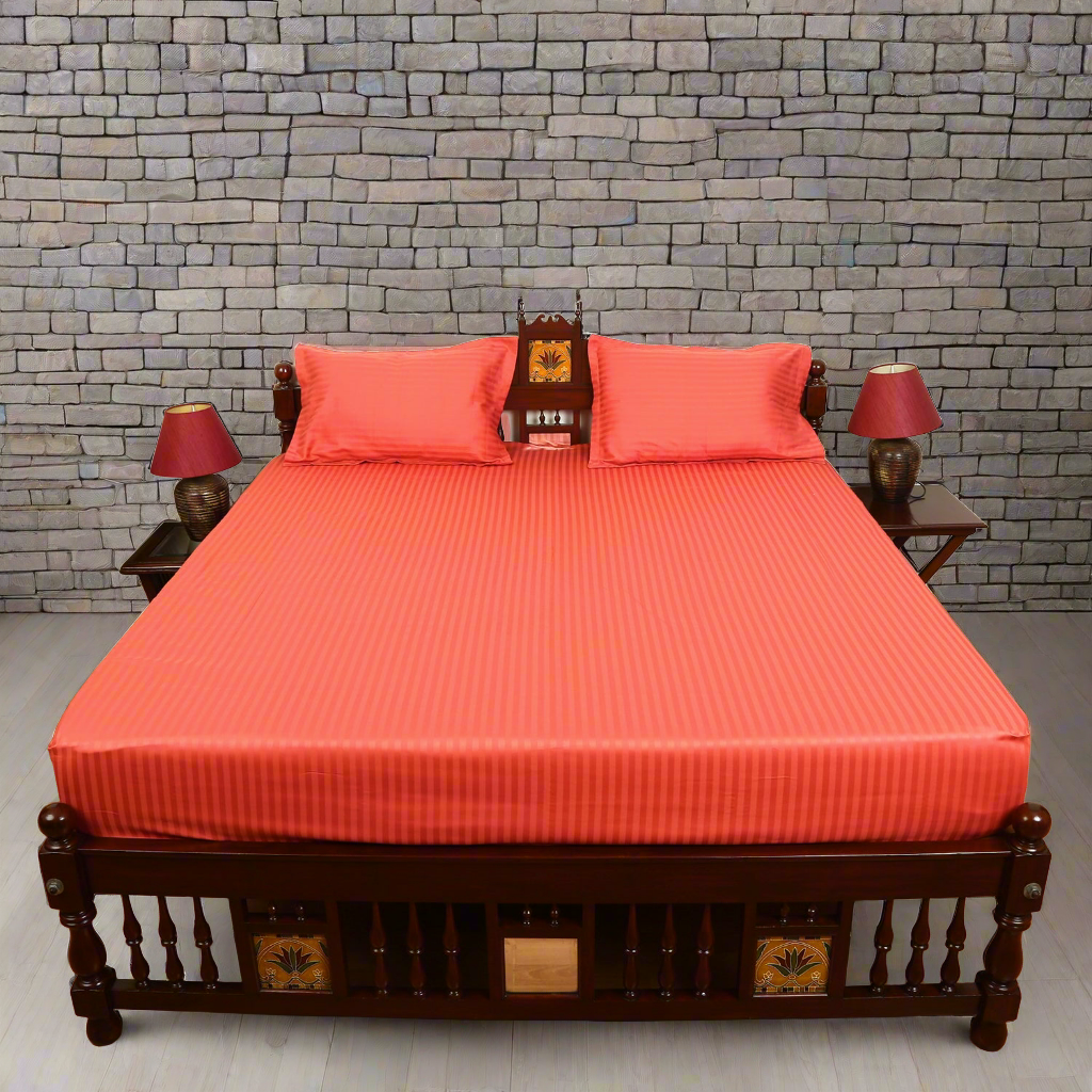 Pure Cotton Bedsheet - Double Bed -Rust