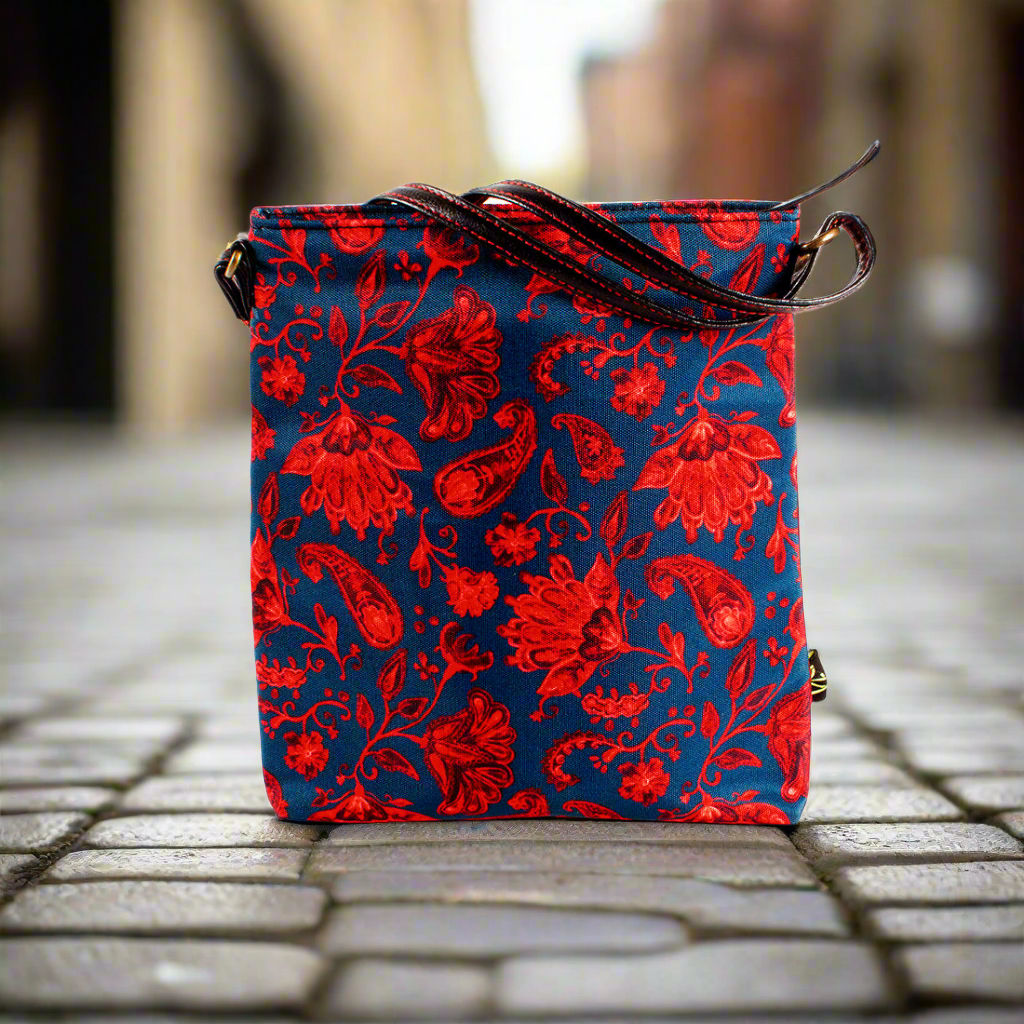 Sling Bag - Red Floral Paisely