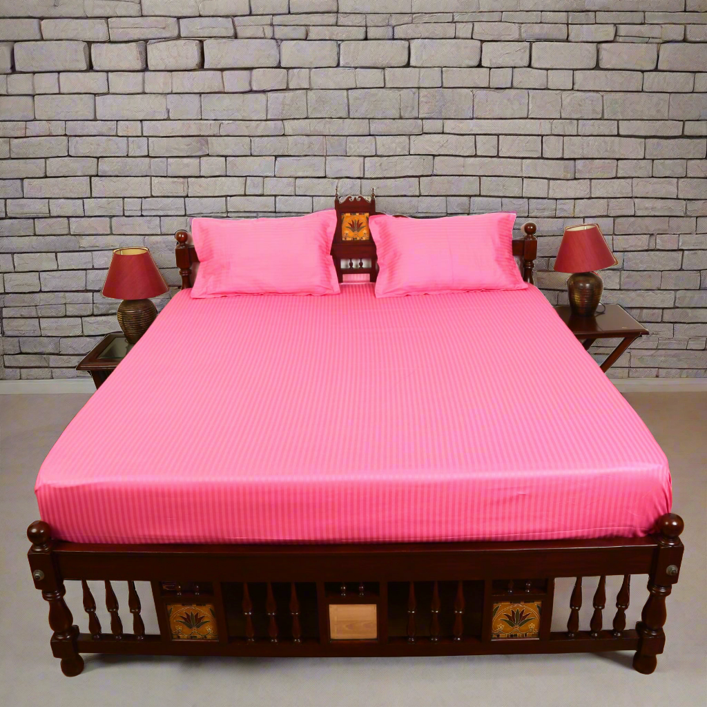 Cotton Bedsheet - Double Bed - Dark Pink