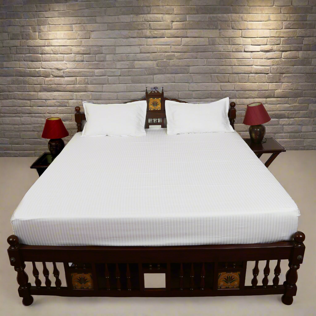 Cotton Bedsheet - Double Bed - White