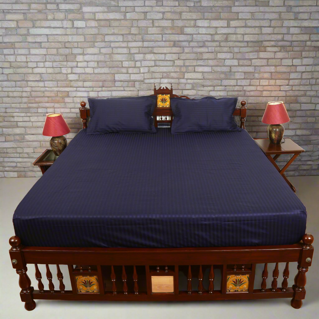 Pure Cotton Bedsheet - Double Bed - Navy Blue