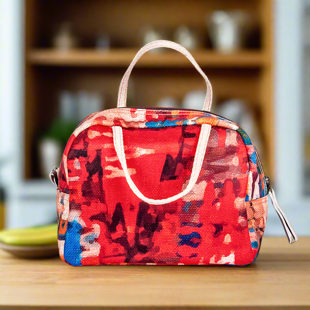 Tiffin- Lunch Bag-Red Splash Pattern 14
