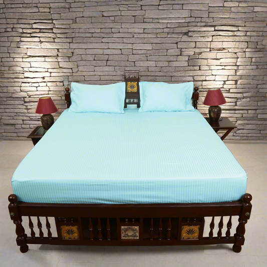 Cotton Bedsheet - Double Bed - Sky Blue