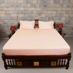 Cotton Bedsheet - Double Bed - Peach