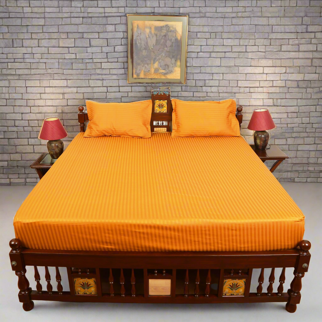 Cotton Bedsheet - Double Bed - Mustard Yellow