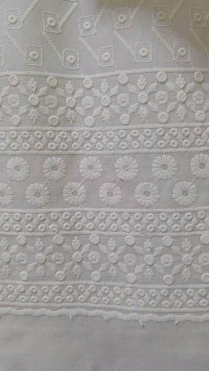 Cotton Embroidered Unstitched Suit- Gulnaar Olive Green
