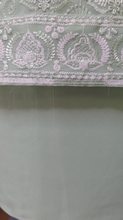 Georgette Embroidered Unstitched Suit- Noor-e-Gul - Dusty Green