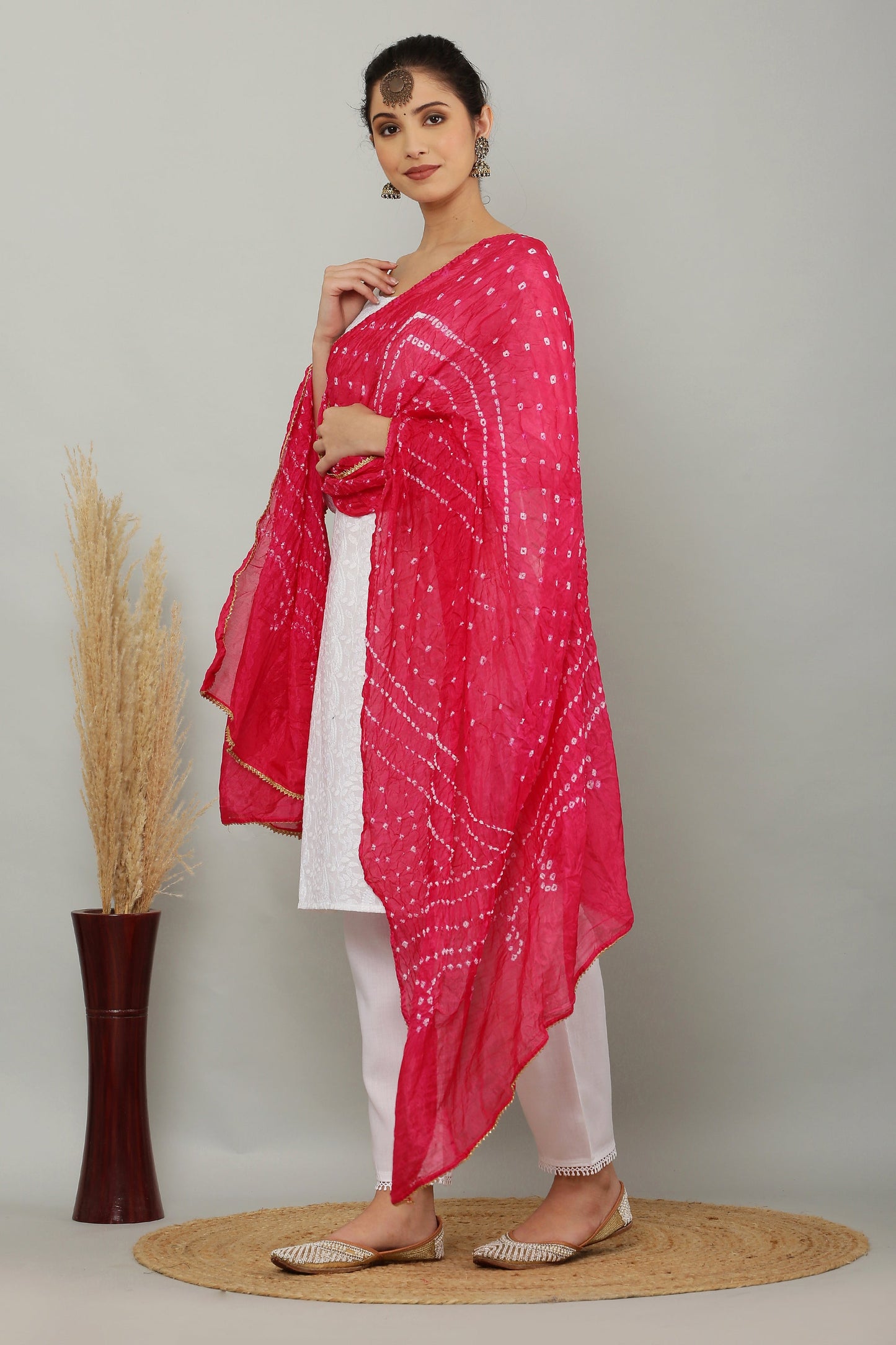 Dupatta-Bandhani Beauties - Hot Pink