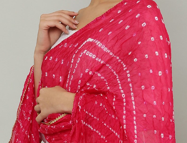 Dupatta-Bandhani Beauties - Hot Pink