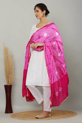 Dupatta-Lehariya- Pink