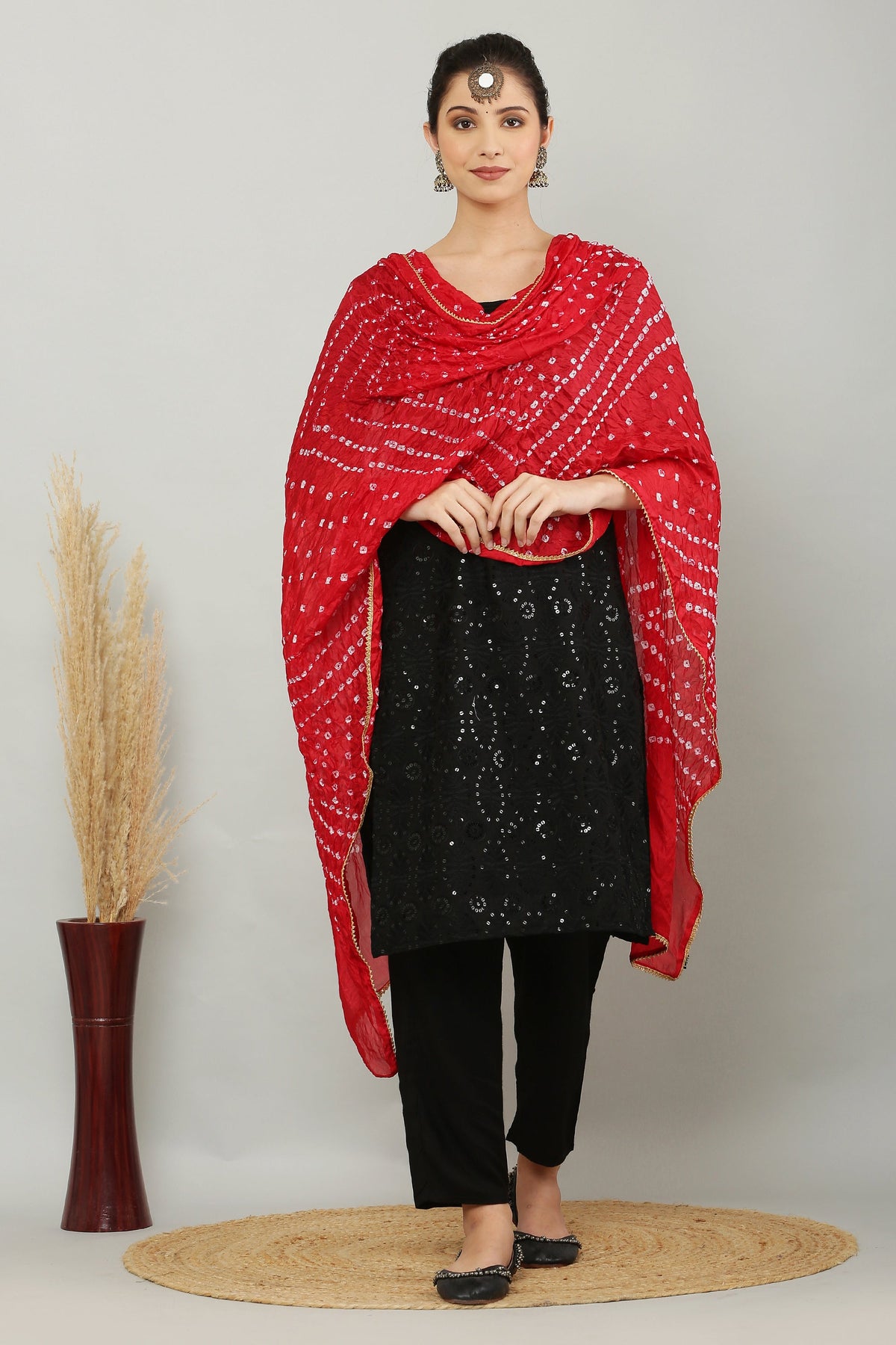 Dupatta-Bandhani Beauties - Red