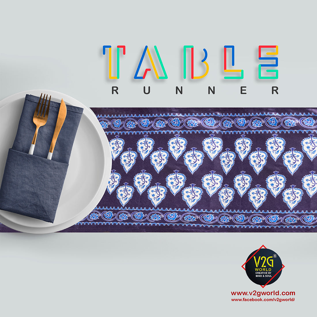 Runner-Blue Indian Print