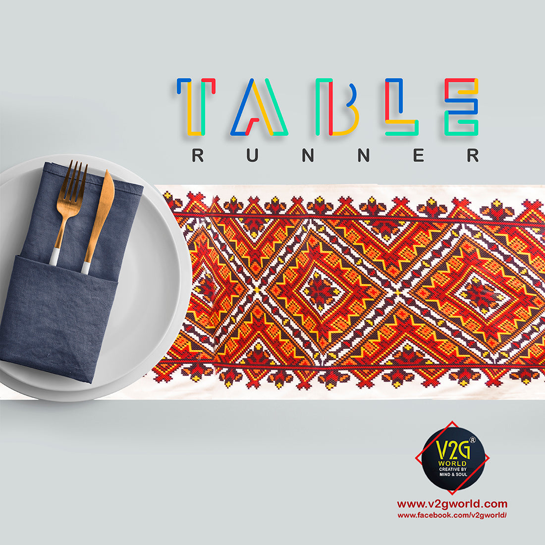 White and Red Ikat