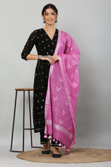 Dupatta-Cotton Ikkat Buta -Pink