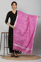 Dupatta-Cotton Ikkat Buta -Pink