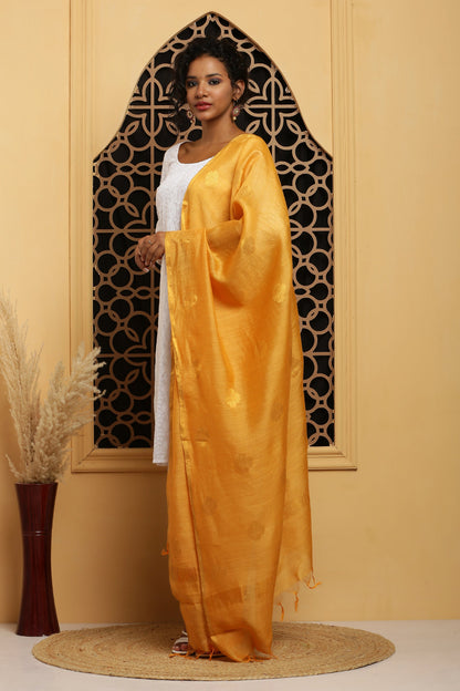 Dupatta-Banarasi Muga-Mustard Yellow