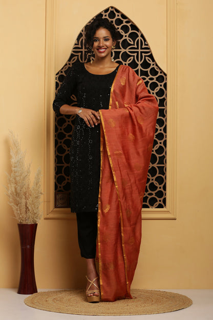 Dupatta-Banarasi Muga- Rust