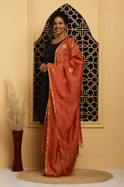 Dupatta-Banarasi Muga- Rust