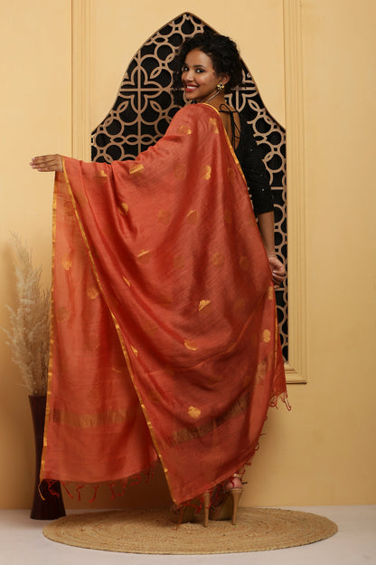 Dupatta-Banarasi Muga- Rust