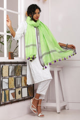 Dupatta-Cotton Slub Linen -Lime Green