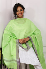 Dupatta-Cotton Slub Linen -Lime Green