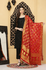 अks-Banarasi Bandhani Dupatta - Red