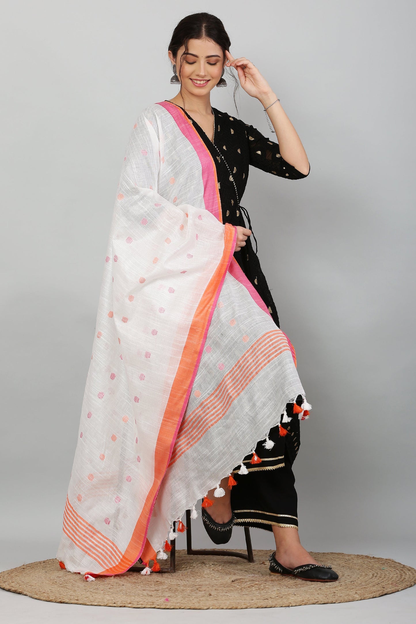 Dupatta-Cotton Slub -White
