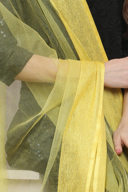 Dupatta-Bhagalpuri Tissue - Yellow