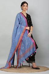 Dupatta -Cotton Slub -Blue