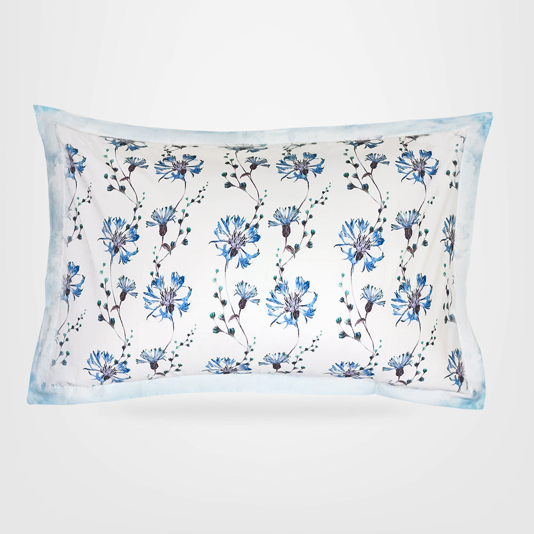 Pillow Covers-Printed- Blue Daisies- Pair
