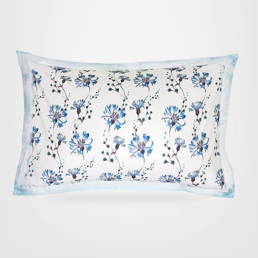 Pillow Covers-Printed- Blue Daisies- Pair