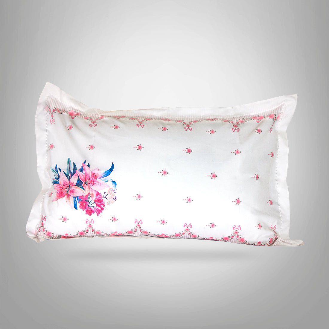 Pillow Covers-Printed- Scallop Flower Border- Pair