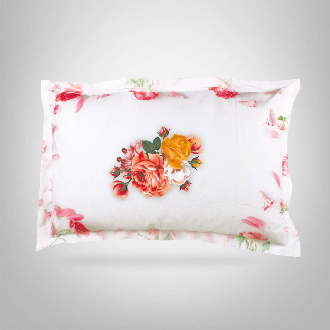 Pillow Covers-Printed-Roses- Pair