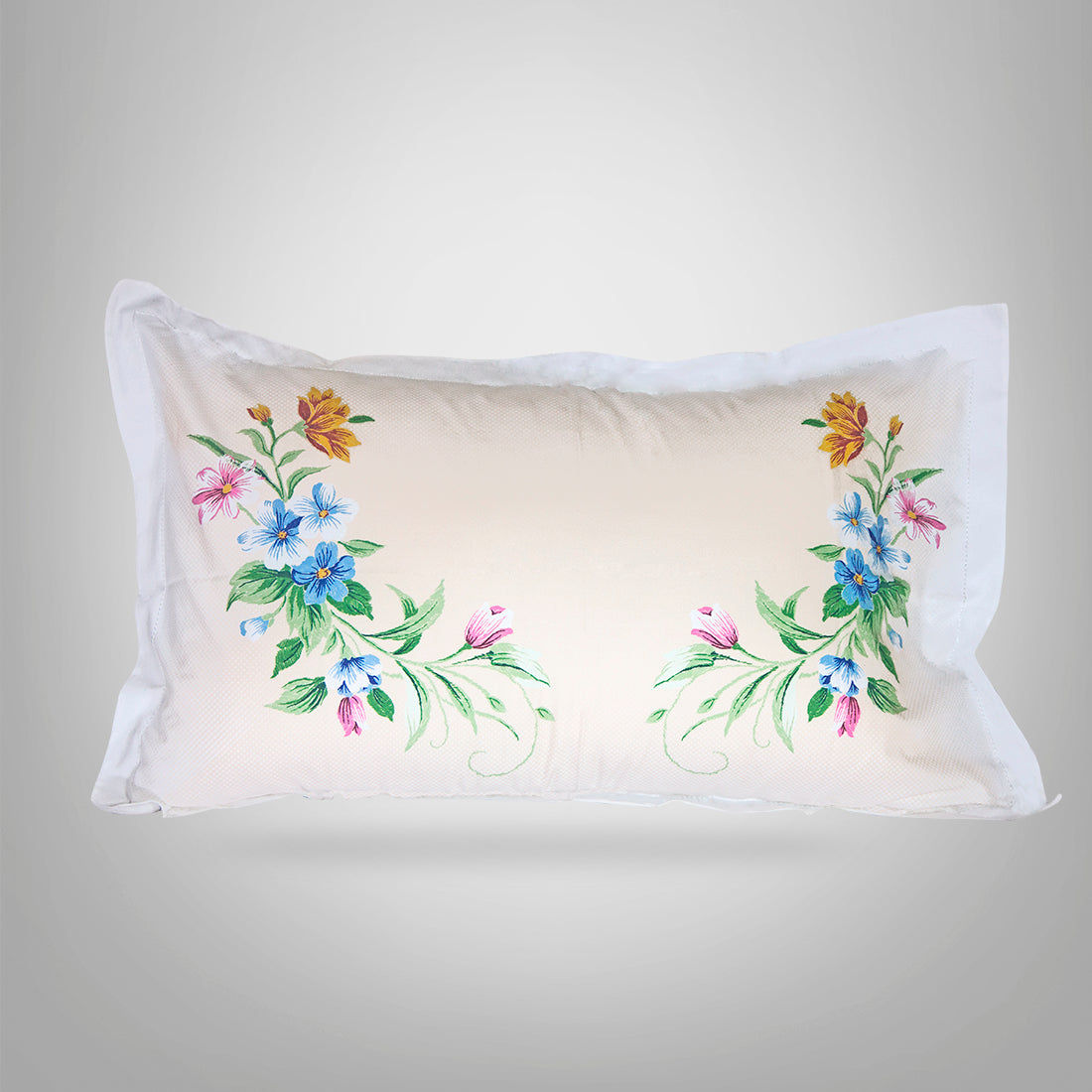 Pillow Covers-Printed- Corner Bouquets- Pair