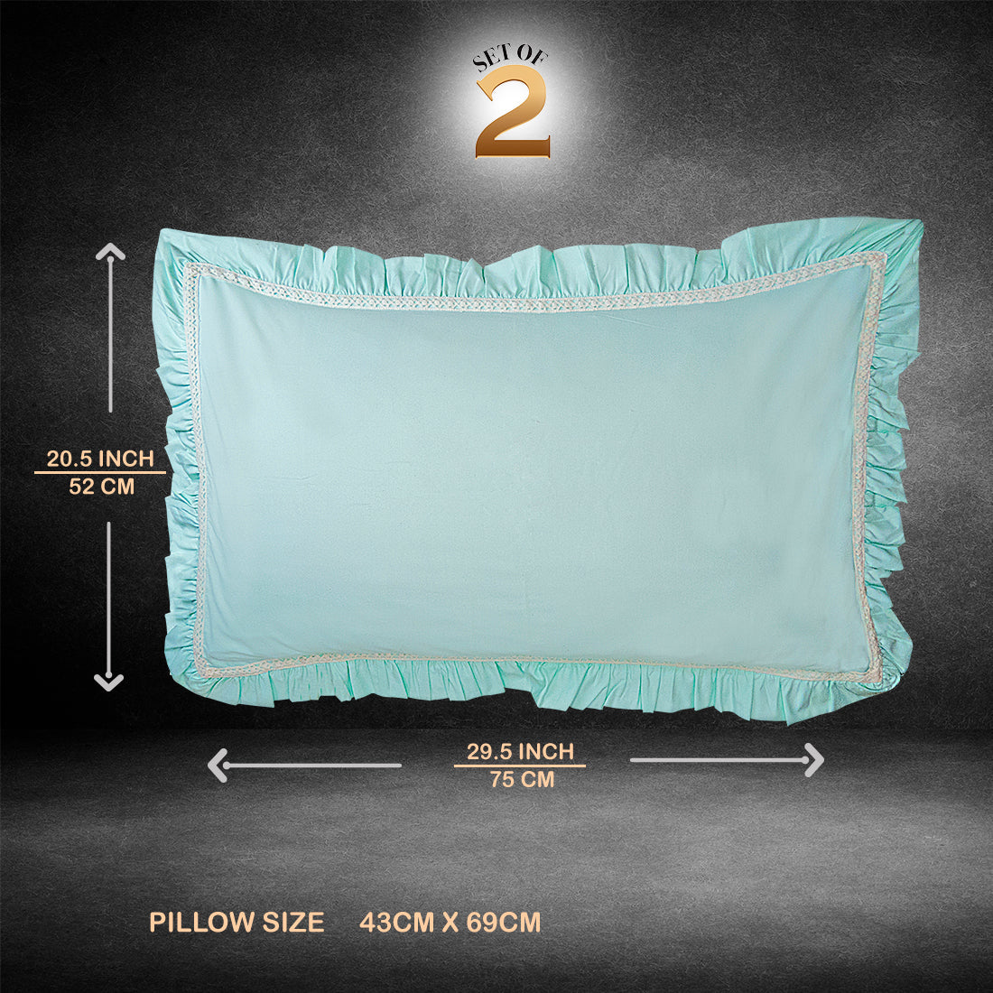 Pillow Covers-Plain Color-Light Sea Green- Pair