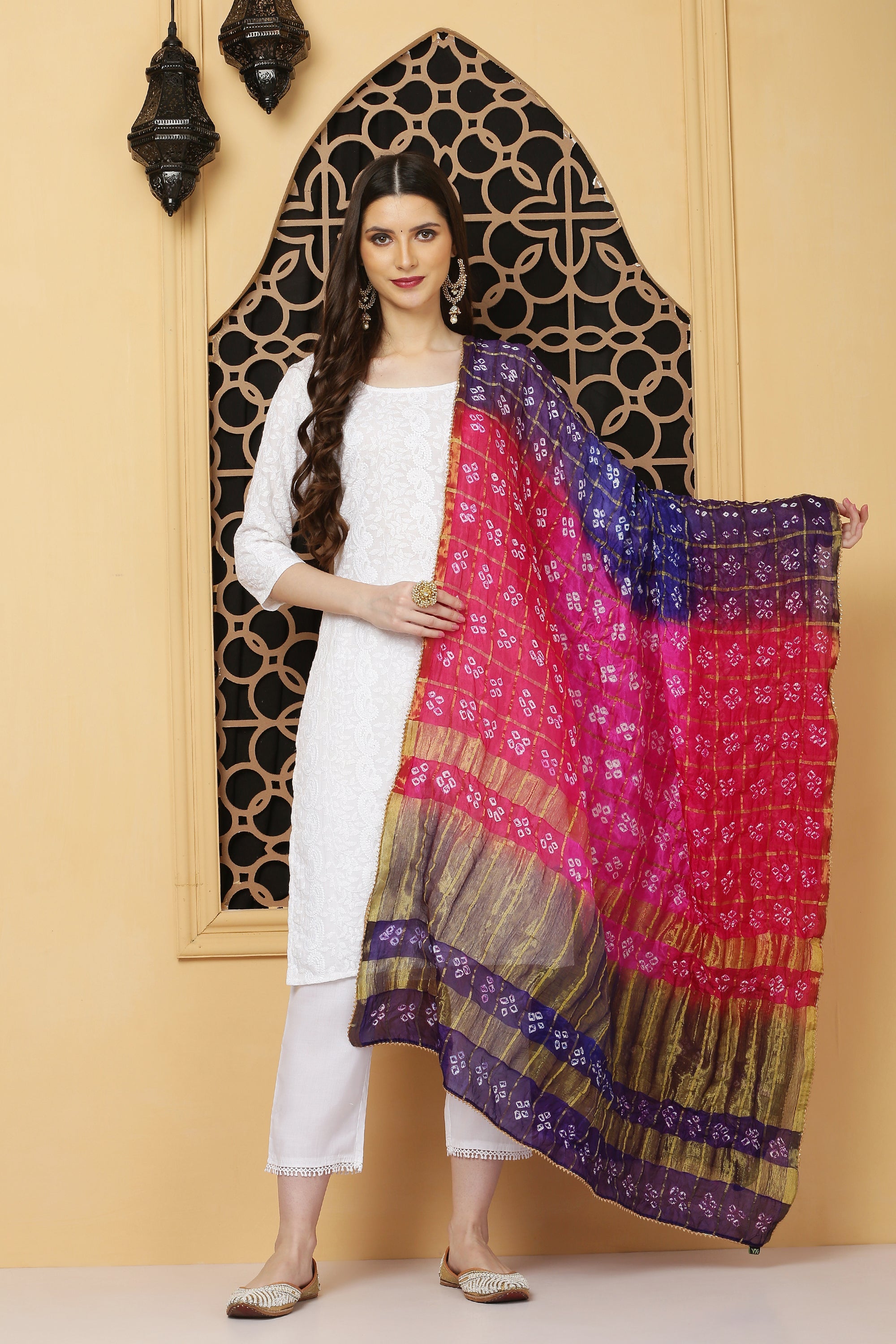 अks The Reflection-Gharchola Blue n Pink Dupatta