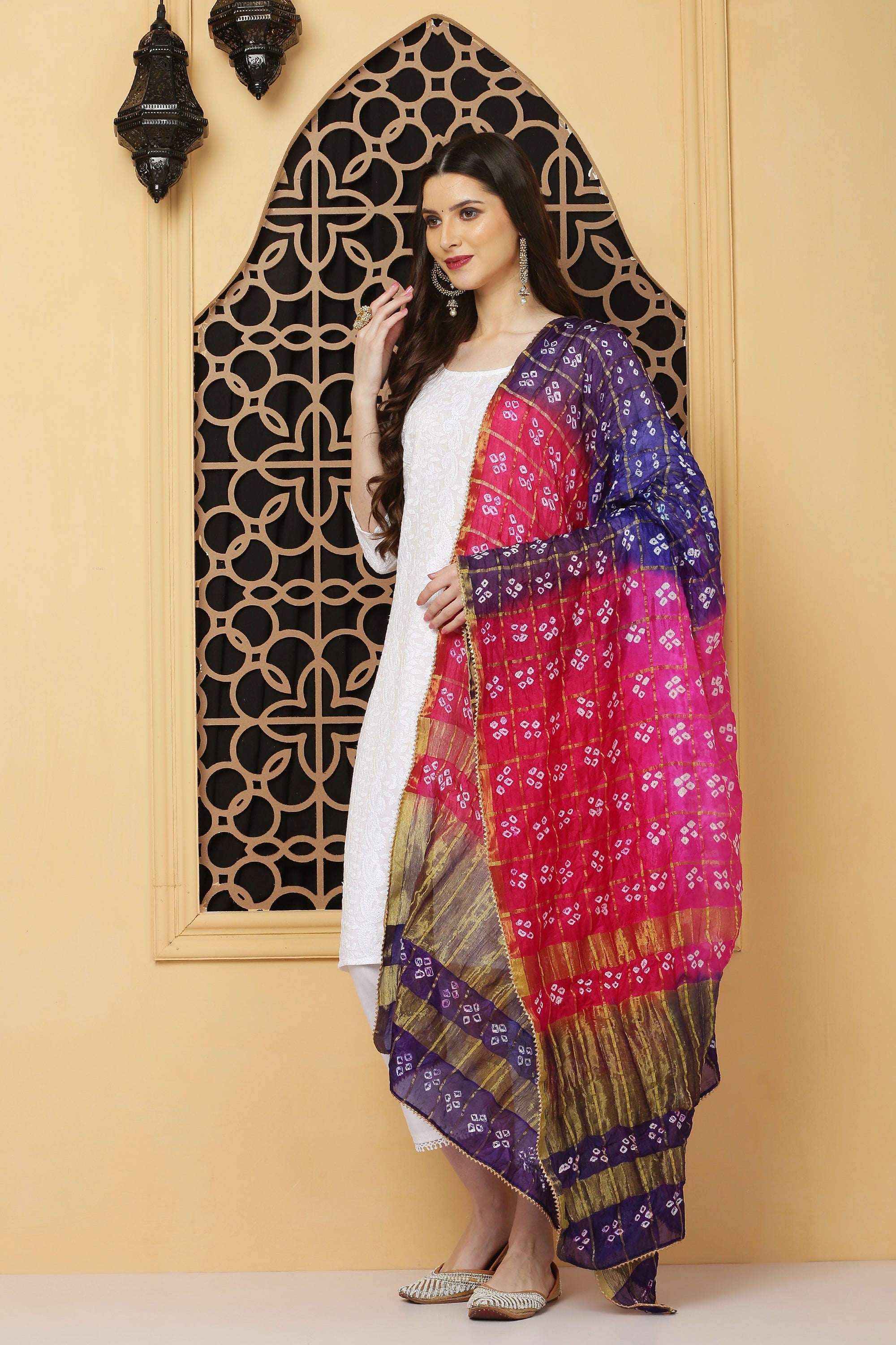 अks The Reflection-Gharchola Blue n Pink Dupatta