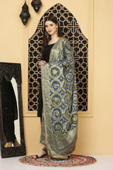 अks-Banarasi Bandhani Dupatta - Smoke Gray