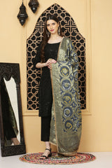 अks-Banarasi Bandhani Dupatta - Smoke Gray