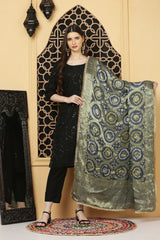 अks-Banarasi Bandhani Dupatta - Smoke Gray