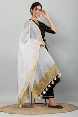 Dupatta - Banarasi Chanderi - White