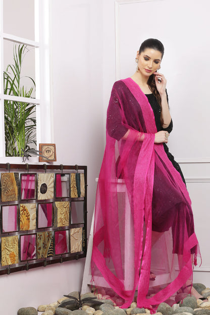 Dupatta-Bhagalpuri Tissue - Magenta
