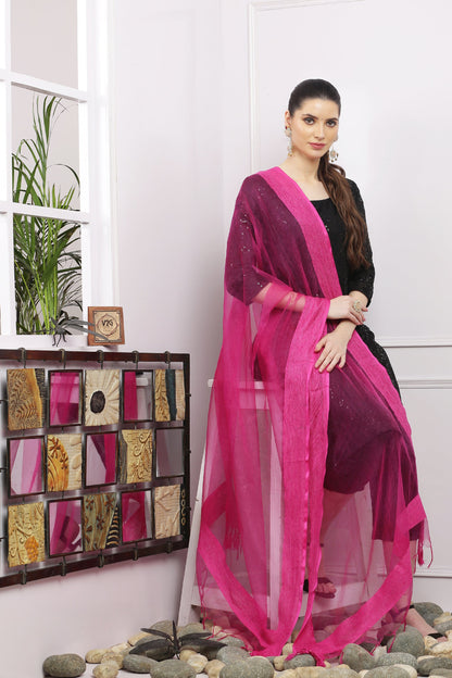 Dupatta-Bhagalpuri Tissue - Magenta