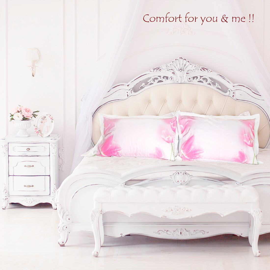 Pillow Covers-Printed- Pink Tulips- Pair