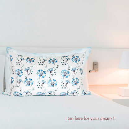 Pillow Covers-Printed- Blue Daisies- Pair
