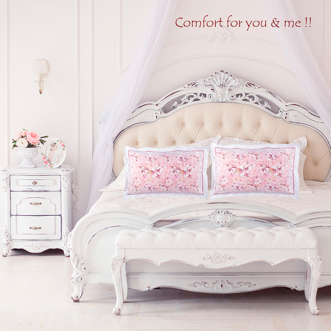 Pillow Covers-Printed-Rose Bed- Pair